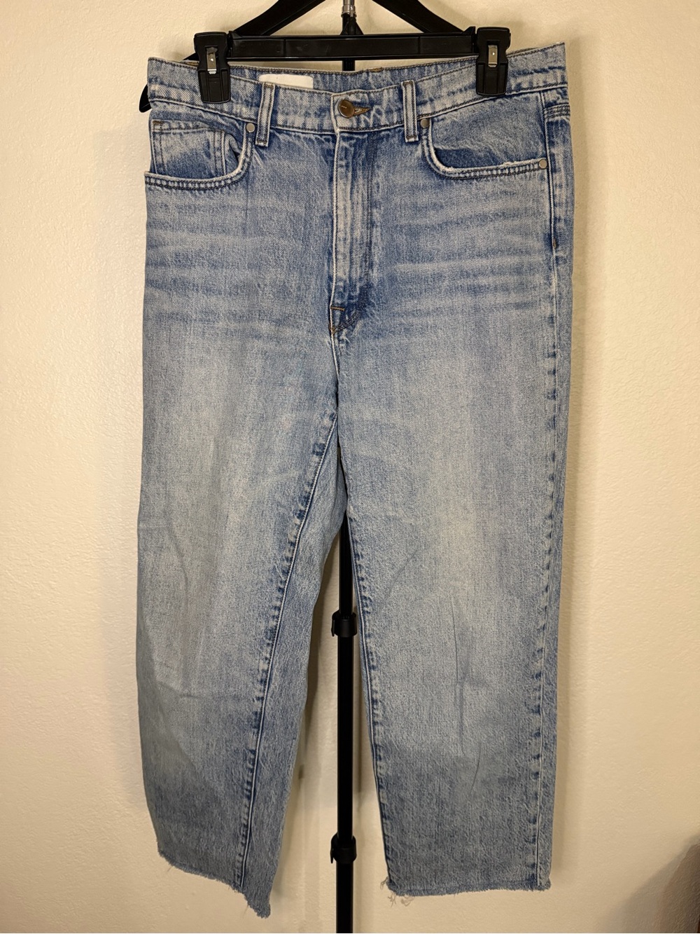 Baldwin Denim Straight Leg Jeans Size 30 Light Wash Raw Hem Made in USA